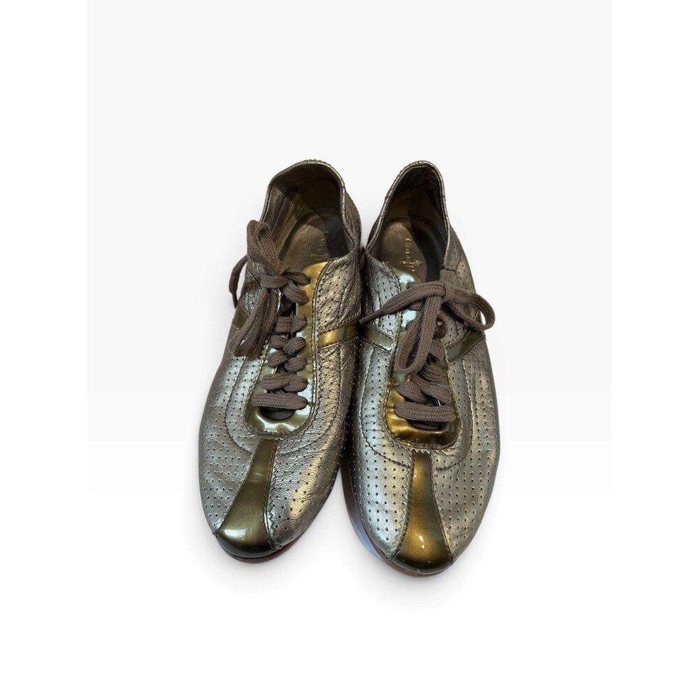 Cole Haan Metallic Bronze Gold Perforated Leather Sneakers Womens Size 5.5 US